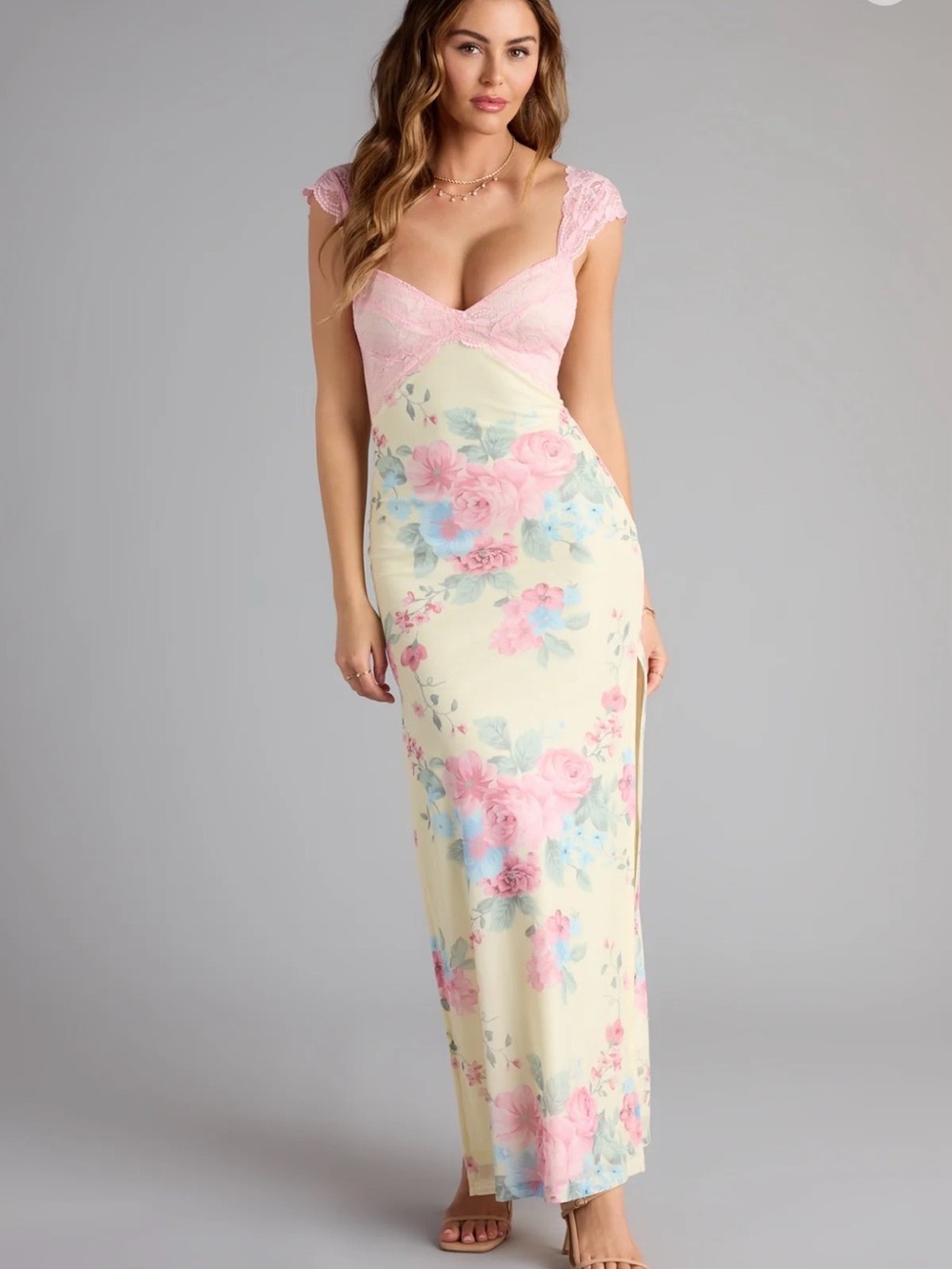 Garden Party Chic Lace Floral Maxi Dress